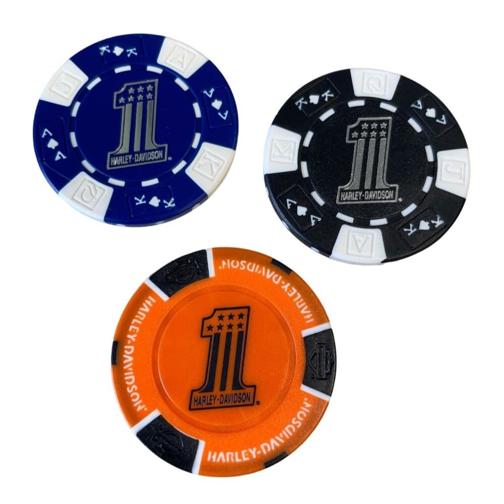 Harley-Davidson Poker Chips Set Of 3 Collectible Chips Thoroughbred Florence‎ KY